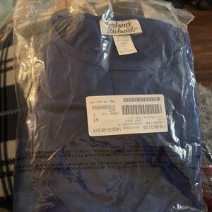 Anthony Richards Women’s Royal Blue long sleeve top and plaid bottom pajamas set